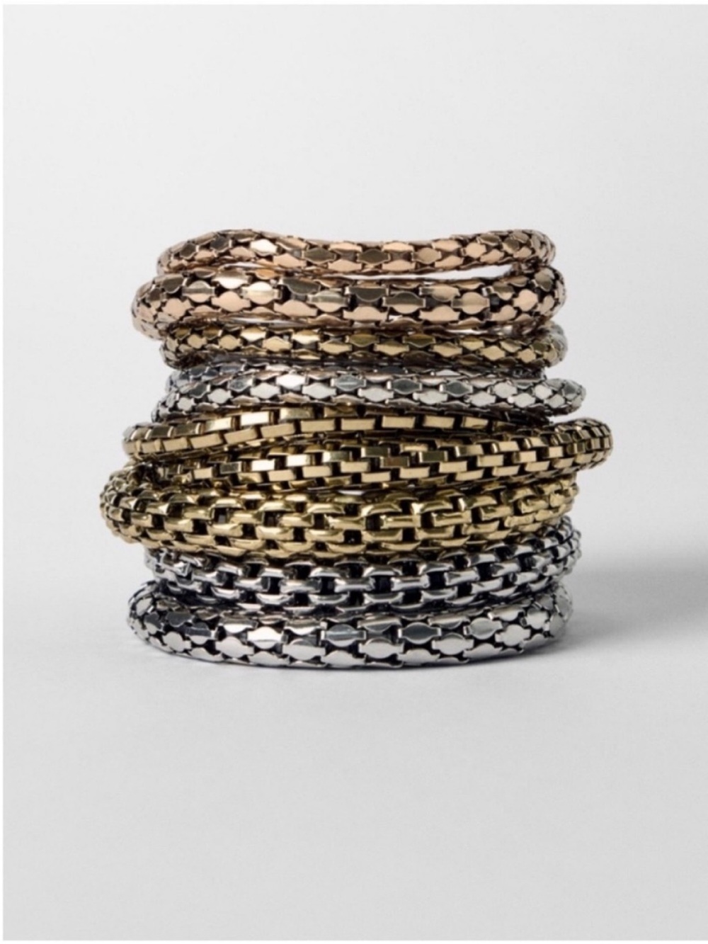 New! Gold Mixed Metal Bracelet Stack Set (7 piece) NWOT